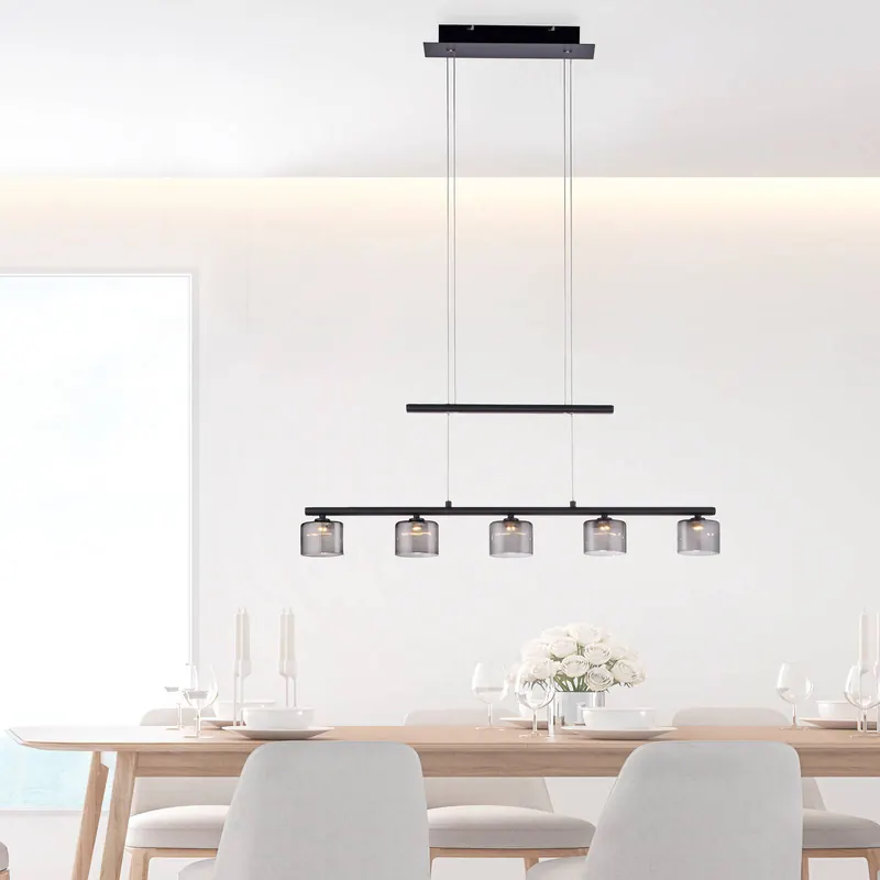 Lampa wisząca LED Paul Neuhaus Hydra, czarna, szkło, 80 cm