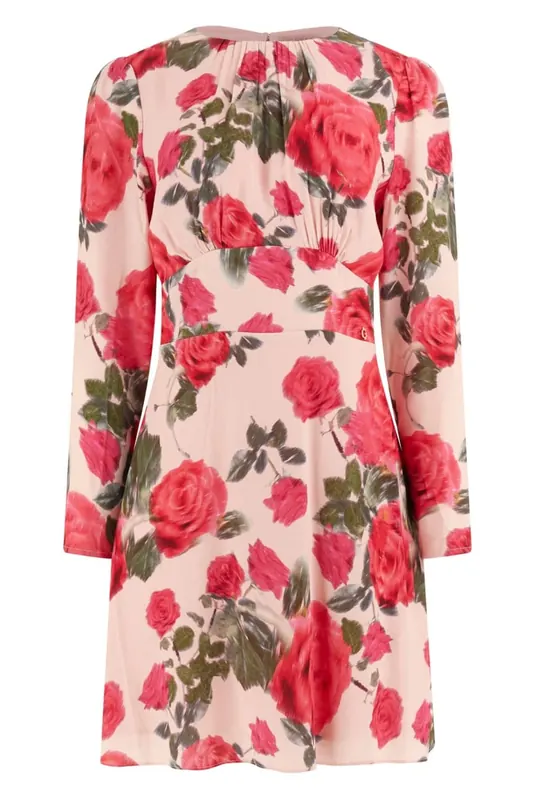 GUESS  Eco Rachele Ls Gathered Blurred Roses Print Maat: XS | Mini Jurken Outlet | Dames