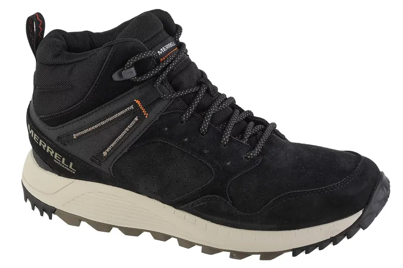Merrell Wildwood Sneaker Mid WP J067285, Męskie, Czarne, buty zimowe, skóra zamszowa, rozmiar: 43