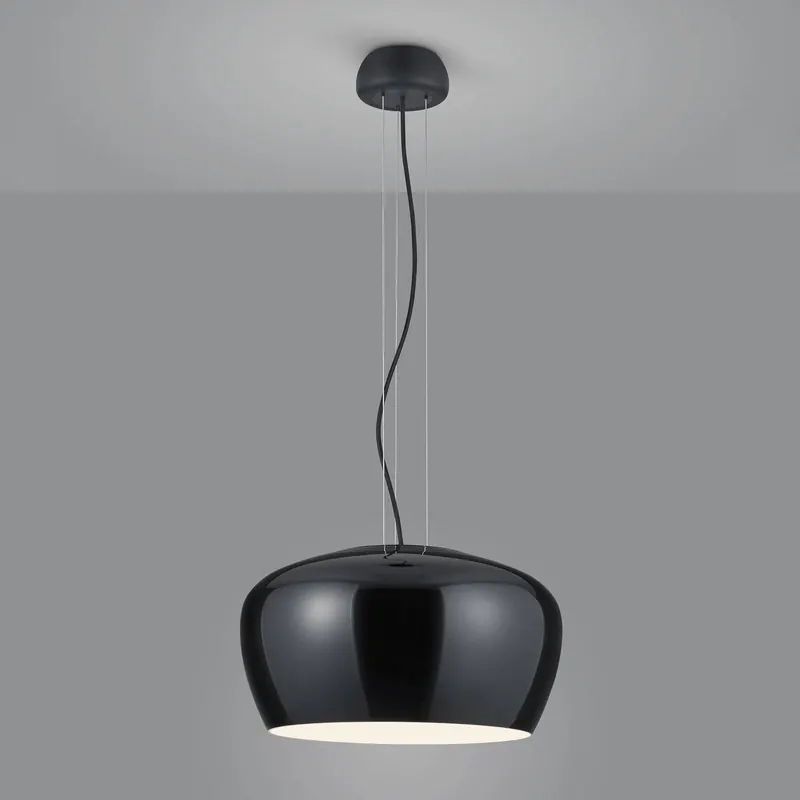Helestra Veda lampa wisząca szkło opalowe, czarna