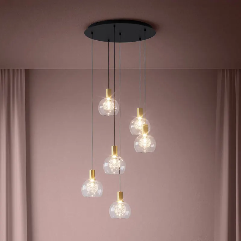 Żyrandol LED Stars of Light Terque, mosiężny, średnica 54 cm, 6-punktowy