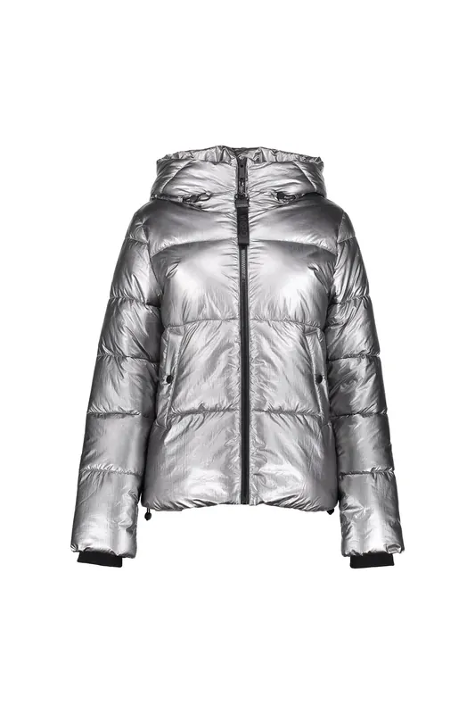 Geisha Jacket Metallic Short Gun Metal Maat: M | Winterjassen Outlet | Dames | Zilver