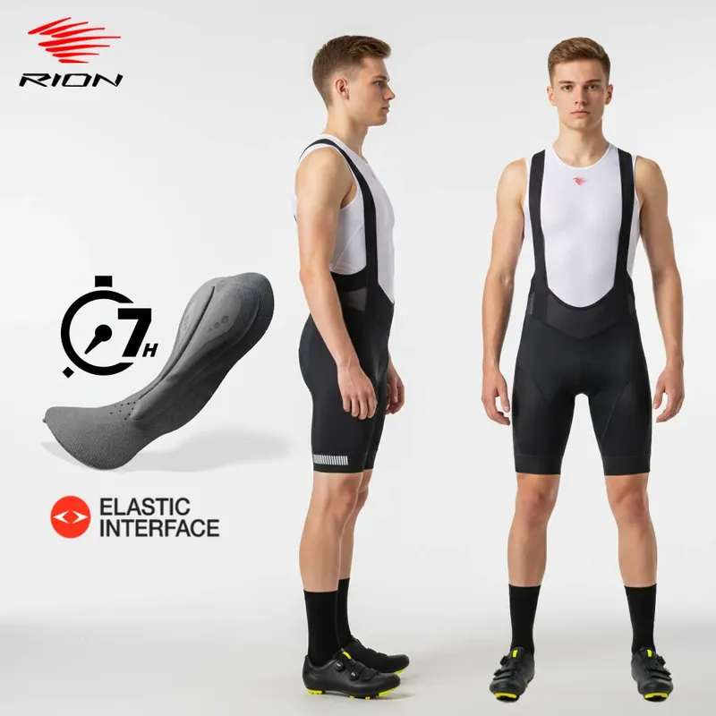 RION Męskie spodenki kolarskie z szelkami, getry rowerowe, oryginalne włoskie elastyczne wkładki Road Bike Paris Hp Men Pad Pro, odzież MTB męska 7H
