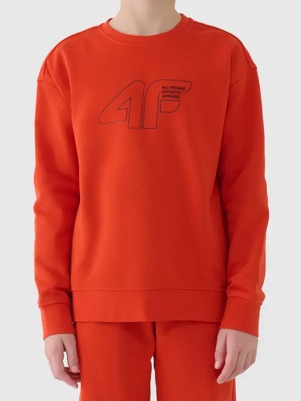 4F bluza dresowa chłopięca bez kaptura 4FWAW25TSWSM1960 czerwony (158)