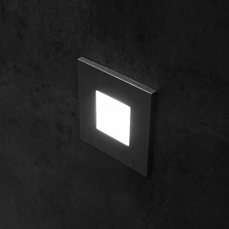 Oprawa wpuszczana ścienna LED Wall F, czarna, 7,5 x 7,5 cm, blacha metalowa