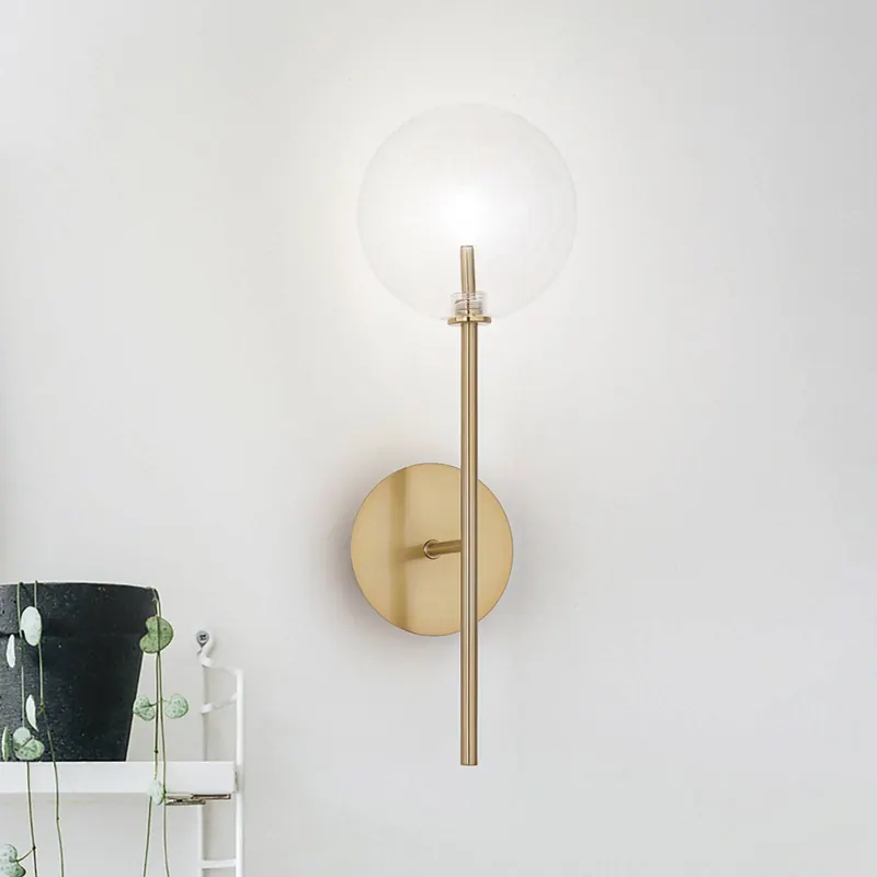 Lampa ścienna IDEAL LUX Equinoxe, mosiądz/bezbarwny, wysokość 45 cm