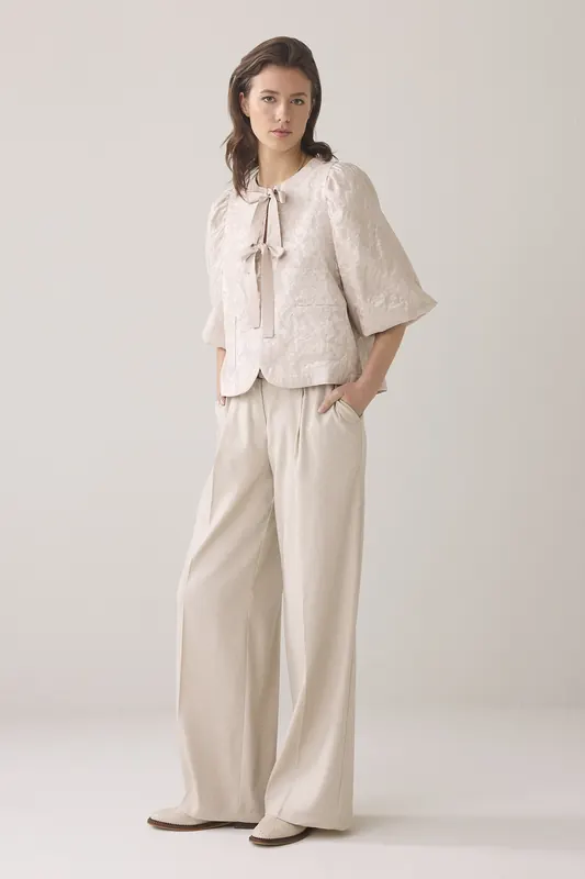 Summum Woman Blouse Jacquard Pebble Beige Maat: 40 | Lichte Jassen Outlet | Dames | Beige