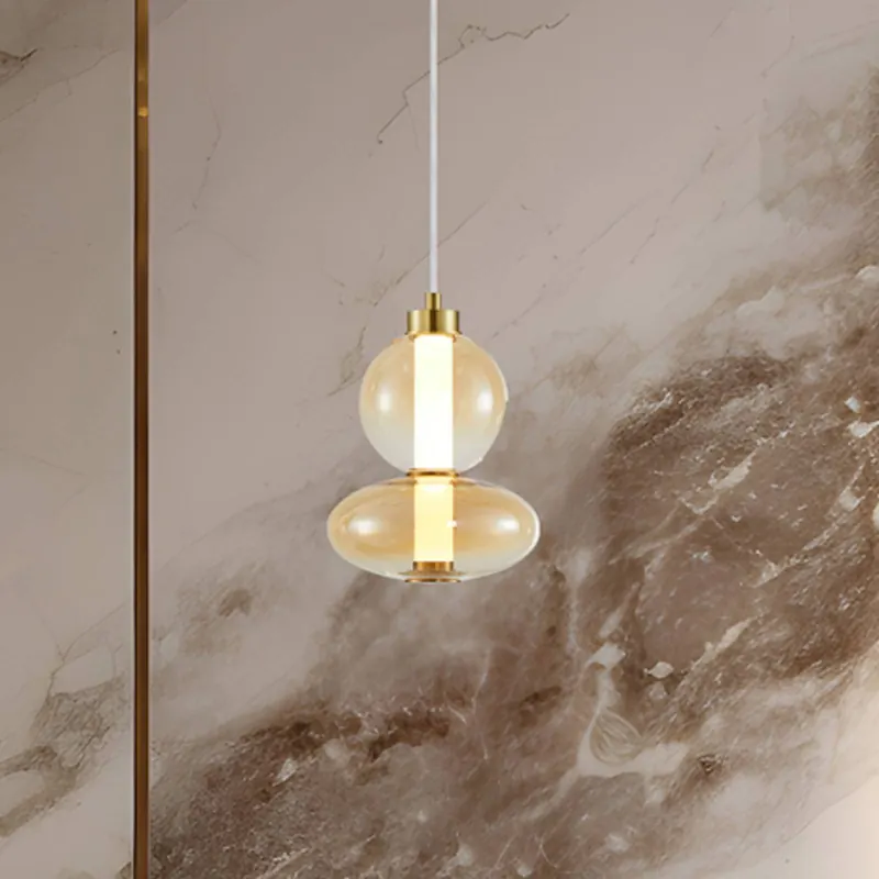 Żyrandol LED Daphne, szkło bursztynowo-przezroczyste, wysokość 28 cm
