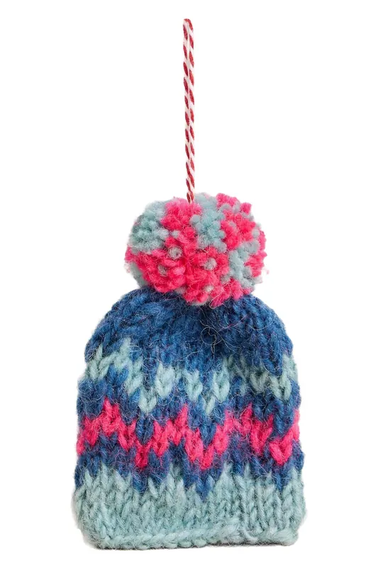 White Stuff Knitted Hat Hanging Dec Teal Multi Maat: OS | Hoeden Outlet | Dames | Blauw