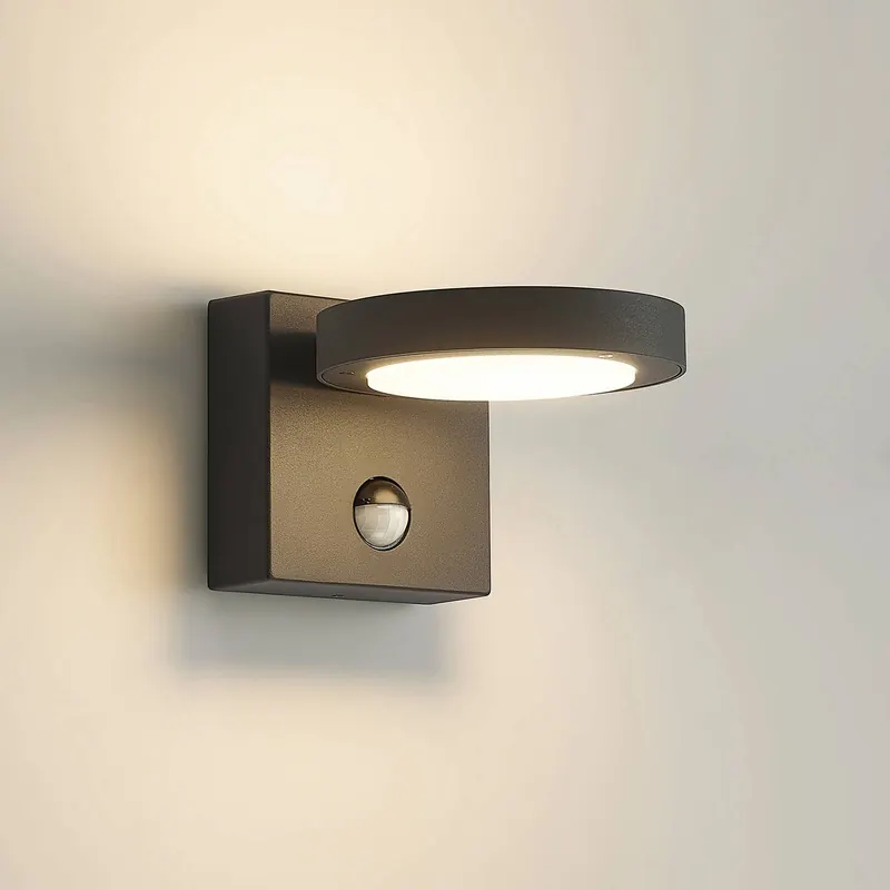 Lucande kinkiet zewnętrzny LED Belna, metal, czujnik, IP54