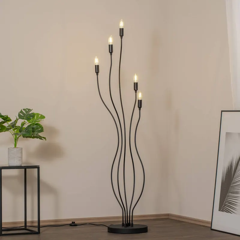 Lampa podłogowa Bonibon 13231 czarna metalowa wysokość 155 cm 5-punktowa