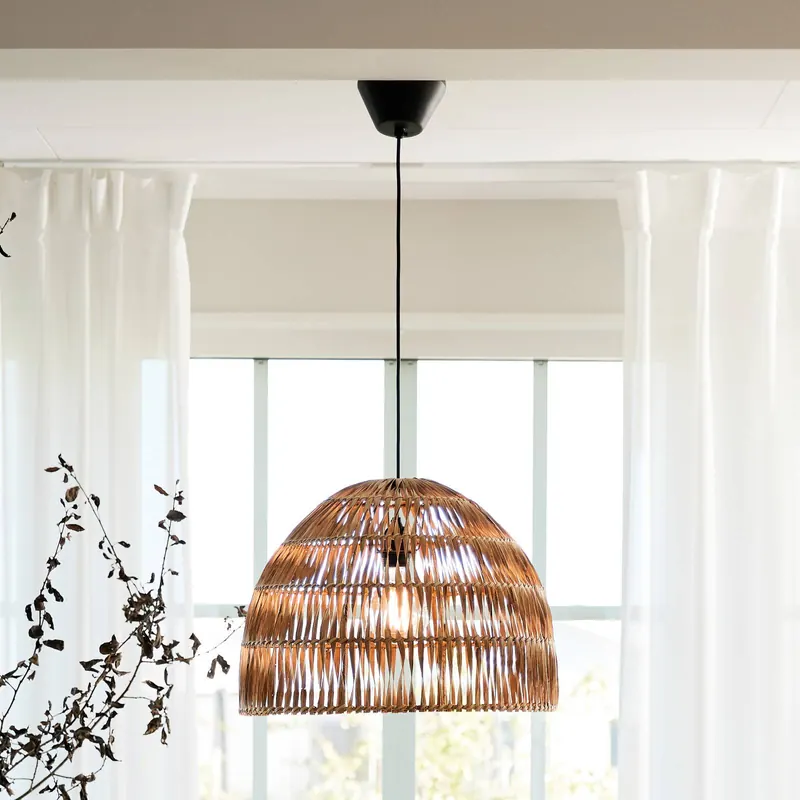 PR Home Żyrandol Lace, klosz z rattanu, Ø 46 cm