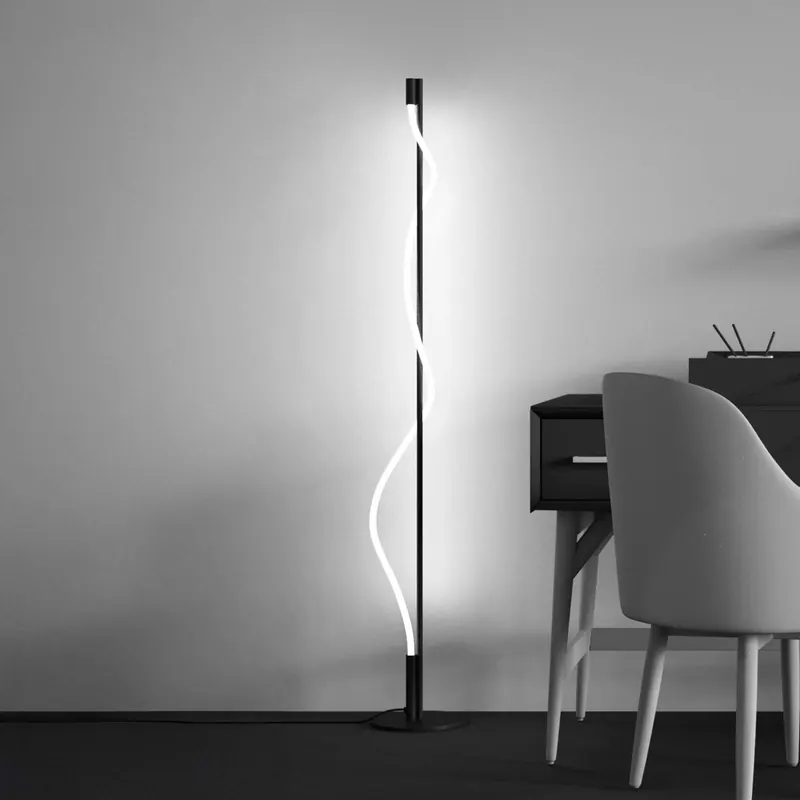 Lampa stojąca LED Maytoni Tau, czarna, aluminium, wysokość 150 cm