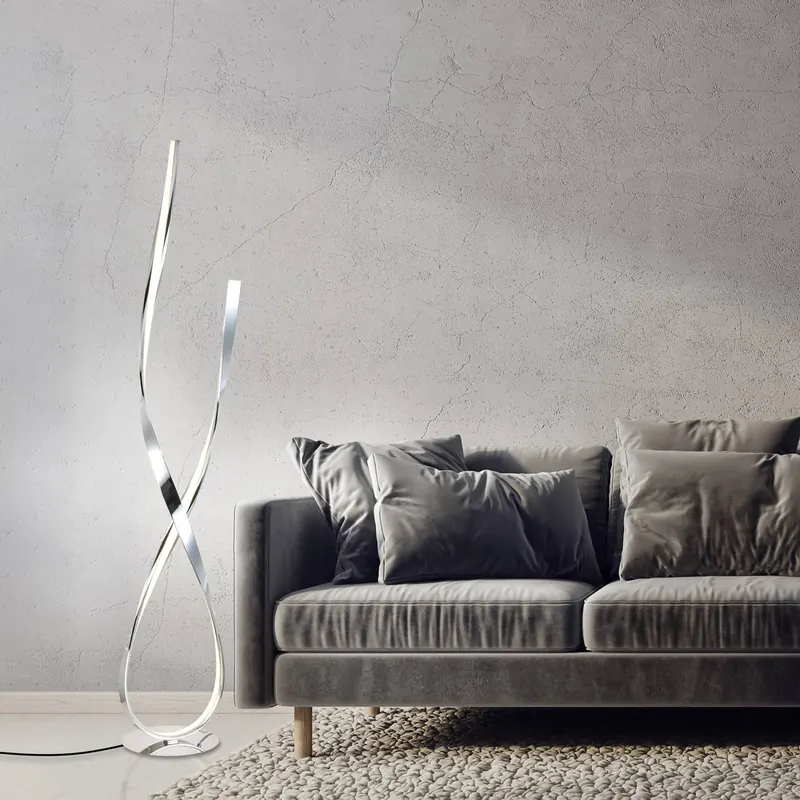 Paul Neuhaus lampa stojąca LED Linda, chrom, metal, ściemniany
