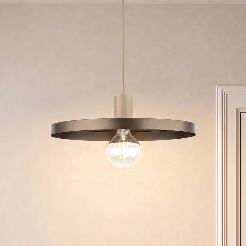 Lampa wisząca Sila, brązowo-piaskowa, metalowa, Ø 45 cm, E27