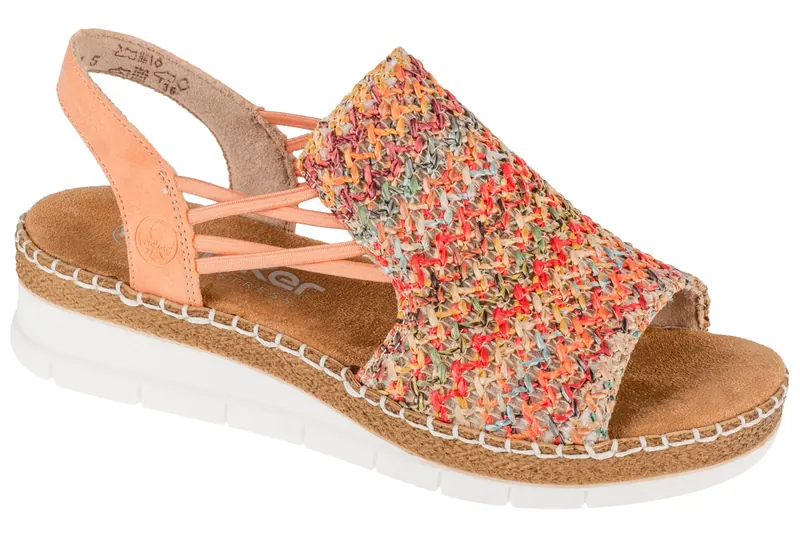 Rieker Sandals V1241-90, Damskie, Wielokolorowe, sandały, skóra syntetyczna, rozmiar: 41