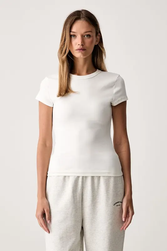 Le Privé T-shirt damski bawełniany z elastanem BABY T-SHIRT BLANC