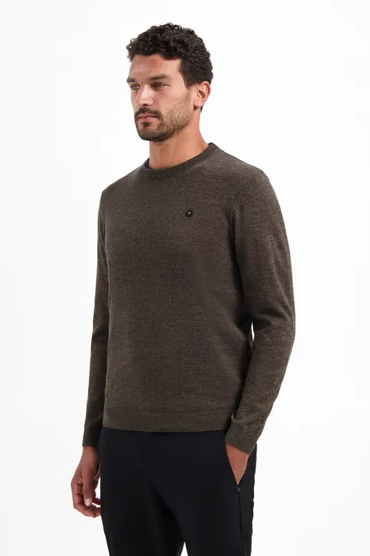 No Excess Pullover Crewneck 2 Coloured Melange Taupe Maat: M | Sweaters Outlet | Heren | Bruin