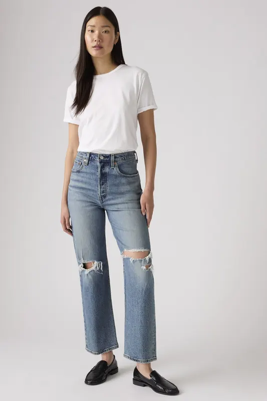 Levi's Ribcage Straight Ankle Jeans Maat: W28L29 | Straight Broeken Outlet | Dames | Blauw