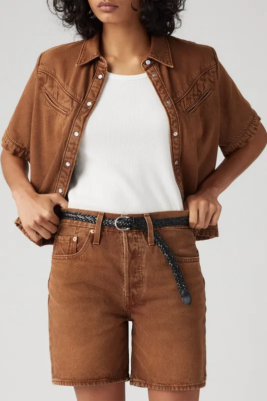Levi's 501® Mid Thigh Shorts Brown Maat: W24 | Korte Broeken Outlet | Dames | Bruin