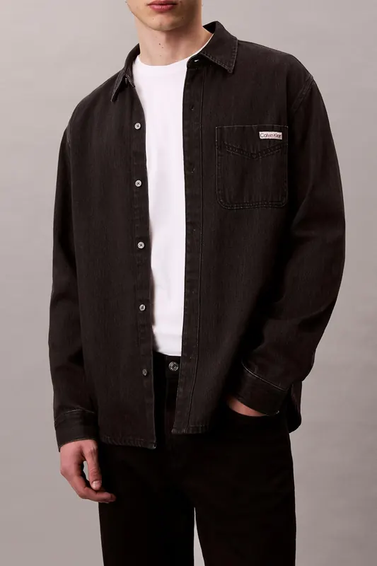 Calvin Klein Classic 205 Denim Shirt 205 Black Maat: XL | Casual Overhemden Outlet | Heren | Zwart