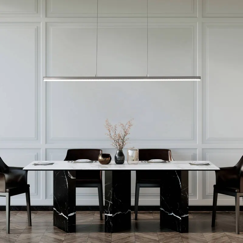 Żyrandol LED Borena, kolor aluminium, długość 113 cm metal