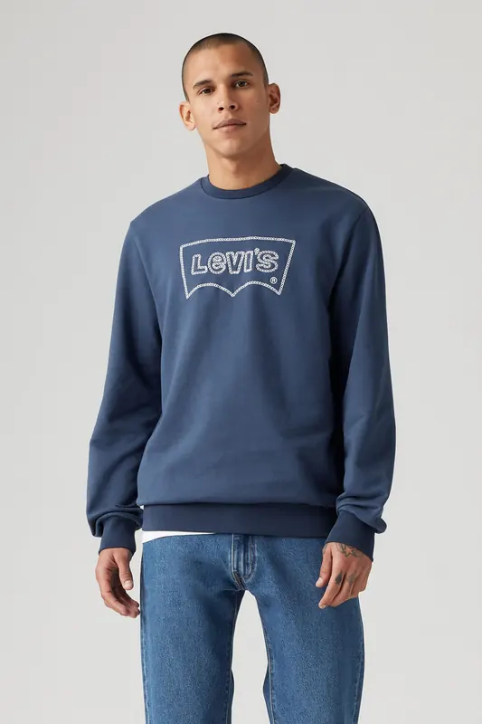 Levi's Standard Graphic Crew Rope Batwing Crew Maat: S | Sweaters Outlet | Heren | Blauw