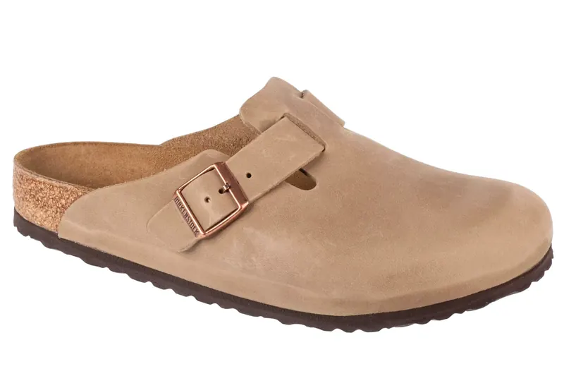 Birkenstock Boston LEOI 0960811, Unisex, Brązowe, klapki, Skóra olejowana, rozmiar: 38