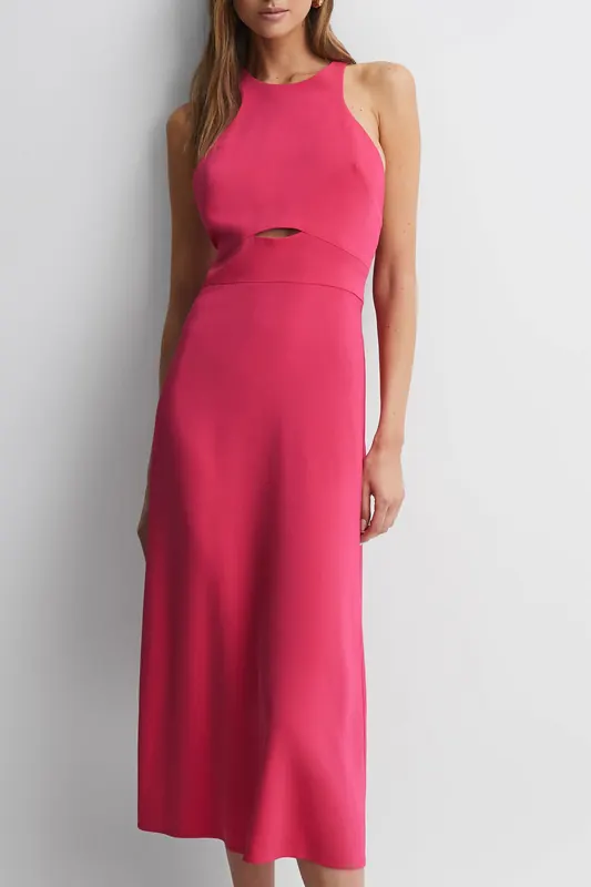 Reiss Vienna Bodycon Midi Dress Maat: 14 | Midi Jurken Outlet | Dames | Roze