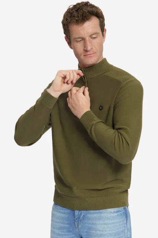No Excess Pullover Half Zip Shoulder Detail Moss Maat: 3XL | Longsleeves Outlet | Heren | Bruin