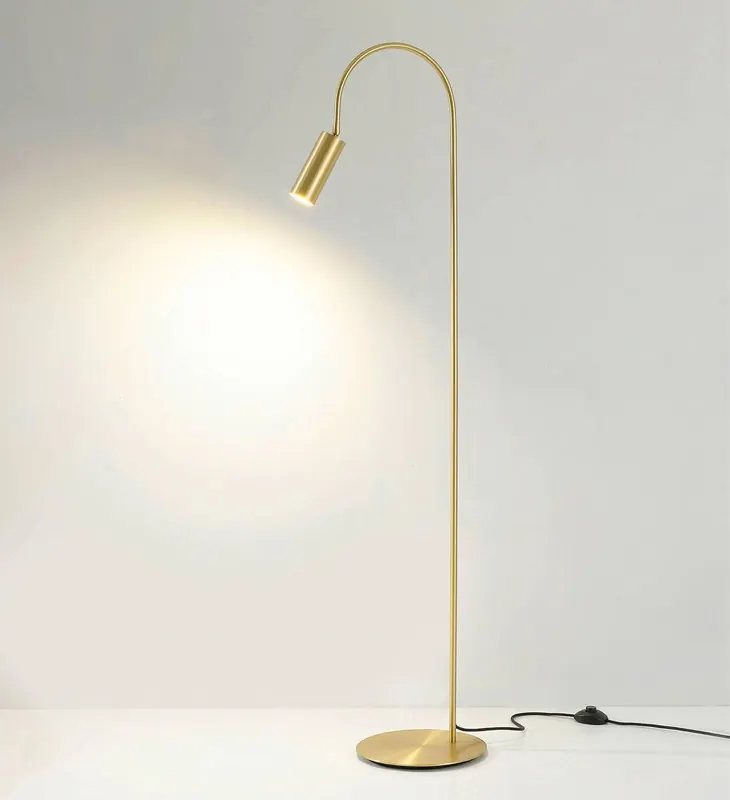 Lampa stojąca 7539, mosiądz satynowany, mosiądz, GU10