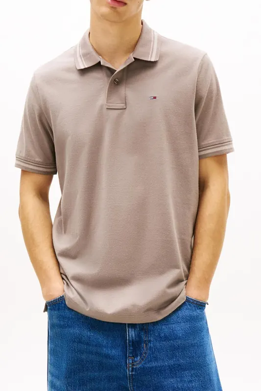 Tommy Hilfiger Tjm Regular Tipped Polo Ivy Mink Maat: L | Poloshirts Outlet | Heren | Grijs