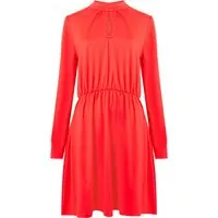 French Connection High Neck Keyhole Ponte Dress Red Maat: 14 | Midi Jurken Outlet | Dames | Rood
