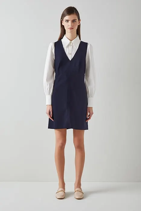 LK Bennett Dr Mariner Pinafore Dress Navy Maat: 40 | Mini Jurken Outlet | Dames | Blauw