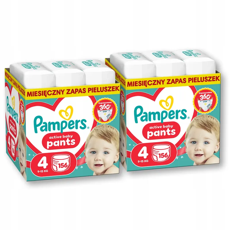 Pampers Active Baby Pants rozmiar 4, 2x 156 szt., 9-15 kg Pieluchomajtki