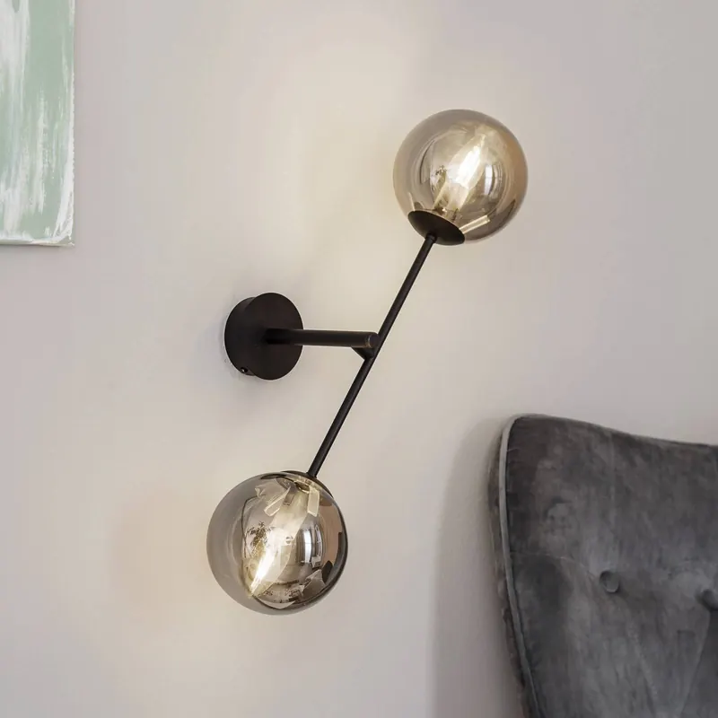 Lampa ścienna Linear, czarna/grafitowa, 2-punktowa