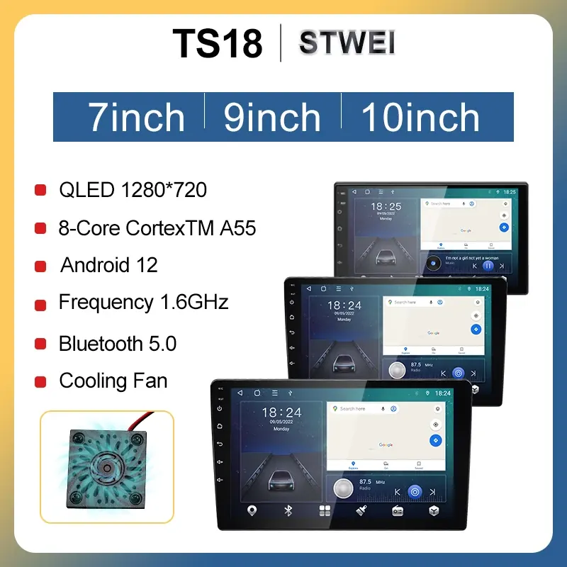 STWEI 1DIN Android 13 Radio Samochodowe z Panoramią 360° 7/9/10 cali Uniwersalny Odtwarzacz Topway T100 TS18 TS10 Dla Lada Hyundai Suzuki Ford