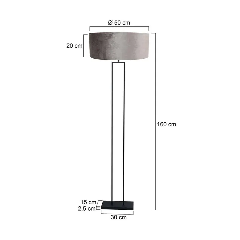 Lampa podłogowa Stang, czarna/srebrny welur, wysokość 160 cm, E27