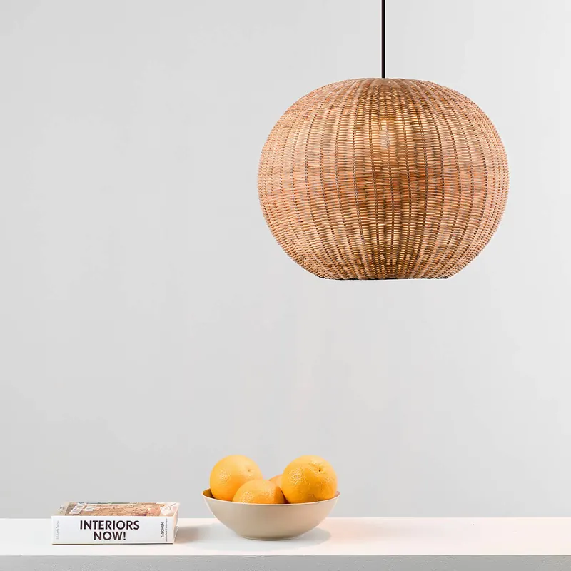 Lampa wisząca Haka z rattanowym kloszem, Ø 30 cm