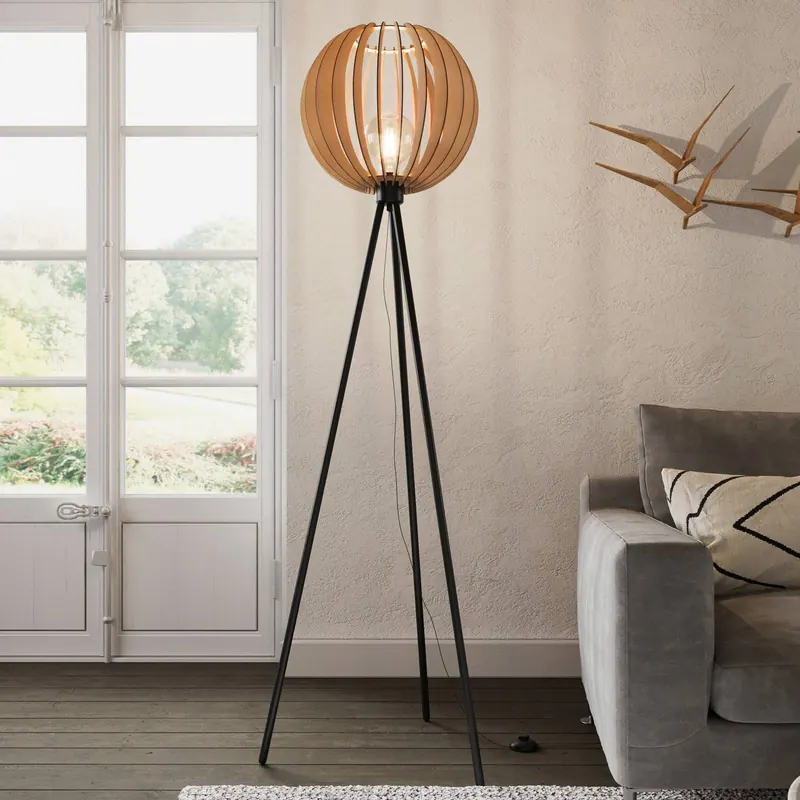 Lampa stojąca Envostar Clay, metal/sklejka brzozowa