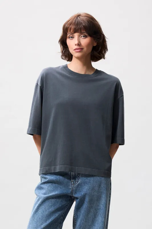 Catwalk Junkie Loose Fit Tshirt Carbon Maat: 40 | Tops Outlet | Dames | Grijs