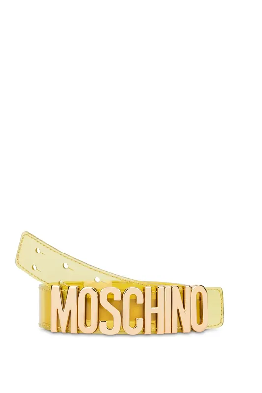 Moschino Transparent Logo Lettering Belt Yellow Maat: 40 | Riemen Outlet | Dames | Geel