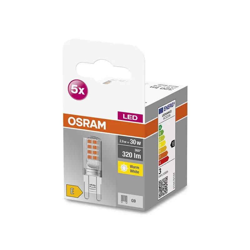 OSRAM Base PIN żarówka z trzonkiem sztyftowym LED G9 2,6 W 320 lm 5 szt