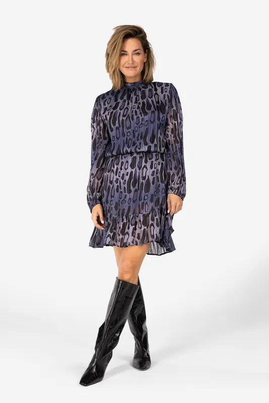 Ibana Dillia Leopard Blue Maat: 38 | Mini Jurken Outlet | Dames | Blauw