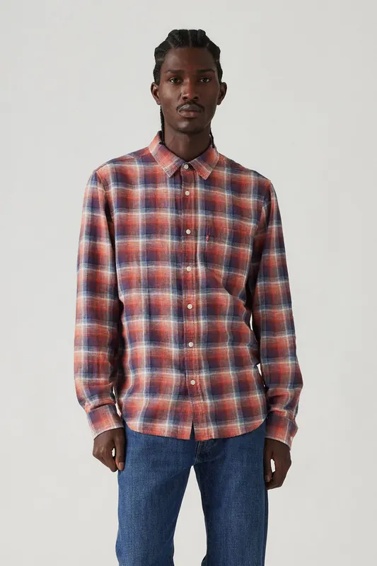 Levi's Sunset 1 Pocket Standard Nolan Plaid Dress Maat: XL | Casual Overhemden Outlet | Heren | Blauw