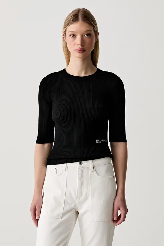 Karl Lagerfeld Jeans sweter z krótkim rękawem damski z wiskozą