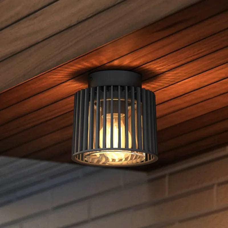 Zewnętrzna lampa sufitowa SHYNE, czarna, 16 cm, metal, IP54, E27