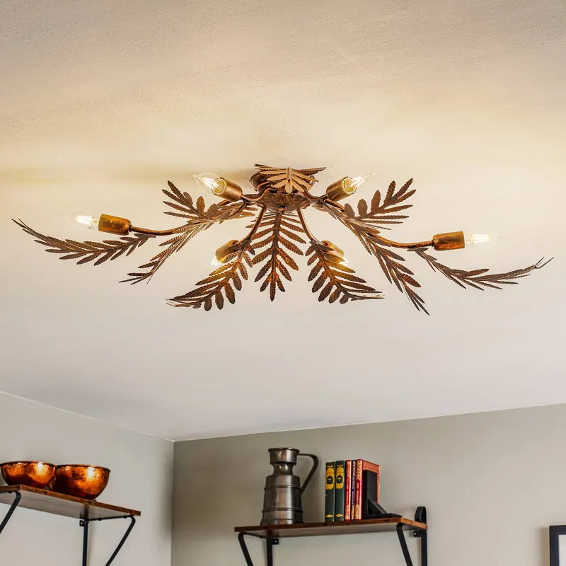 Lampa sufitowa Felce jako paproć w kolorze brązowym, 105 x 60 cm