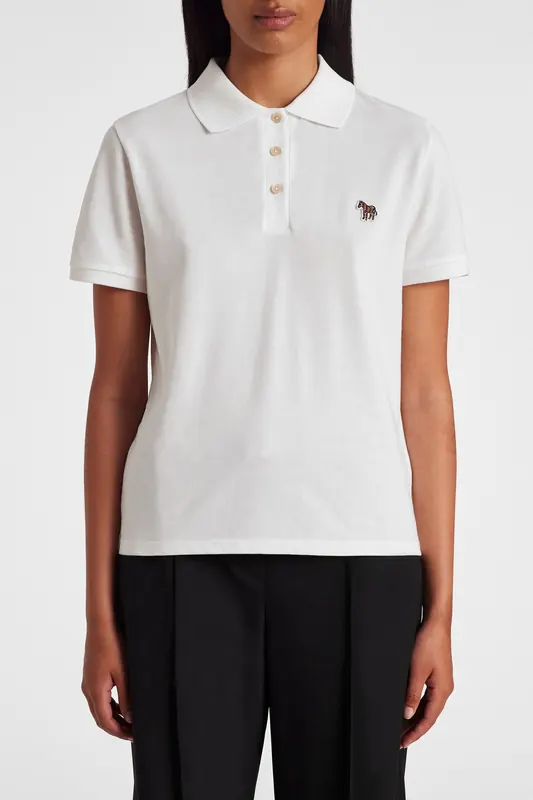 Paul Smith Womens Zebra Polo Top White Maat: L | Poloshirts Outlet | Dames | Wit