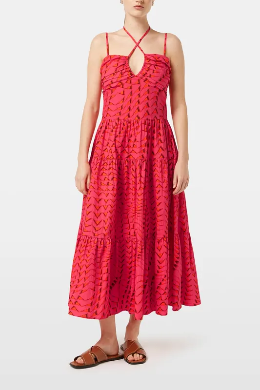 Scotch & Soda Cotton Seersucker Midi Dress House Of Mirrors Pink Maat: 34 | Midi Jurken Outlet | Dames | Roze